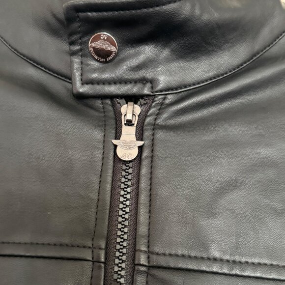 Roundtree & Yorke Mens Black Faux Leather Jacket Large With Stand Collar & Zip C - Picture 3 of 7